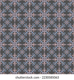 Beautiful ornament ethnic ukrainian embroidery seamless pattern. Decorative retro background print. Traditional folk patchwork design. Vector ukrainian embroidery tissue motif. Ethnic motifs.