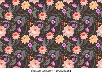Hermoso Ornament floral sin fisuras.