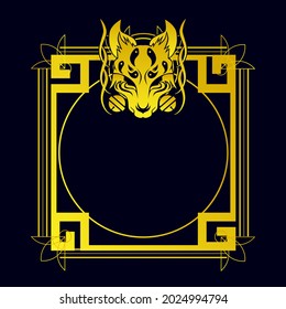 hermoso ornamento con diseño de vector de caracteres de zorro