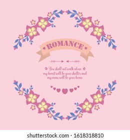 Beautiful Ornament leaf and floral frame, for unique romance greeting card design. Vector