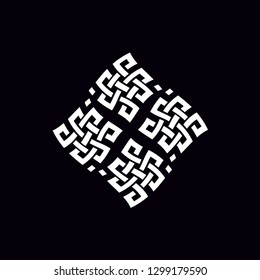 Beautiful ornament line art. Solid pattern isolated on black. Modern abstract monochrome geometric texture. Illusive background. Design for decor, covers, prints.