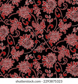 Beautiful ornament in a pattern.Vector seamless pattern with an ornament on a black background.
