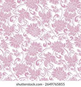 Beautiful ornament in the pattern.Vector seamless pattern with beautiful pink ornament on a white background with shadow.