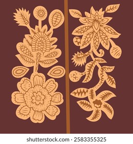 Beautiful Ornament Set with Gold Color - Flat Design - Editable Vector : Suitable for Beautiful Theme and Other Graphic Related Assets.Romantic floral paisley pattern, Persian pattern Indian floral.