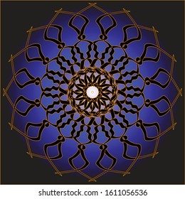 Beautiful ornament in the shape of a mandala with bluish background for your decoration, others.