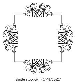 Beautiful ornament, wreath frame with elegant flower, invitation card. Vector