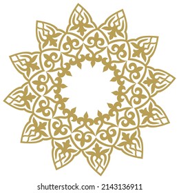 Beautiful ornamental circle. Kazakh, asian ornamental round