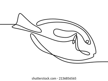 beautiful ornamental fish drawing single line art

