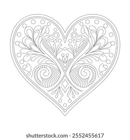 Beautiful ornamental heart shape, coloring page