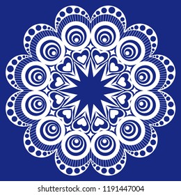 The beautiful ornamental pattern on a blue background