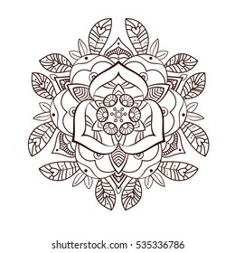Beautiful ornamental peony flower. Coloring book for adults. old school tattoo, print on postcards, T-shirts, packaging, smartphone cover, napkins, pillows. Alchemical Tarot Magic Rose. Vector. 