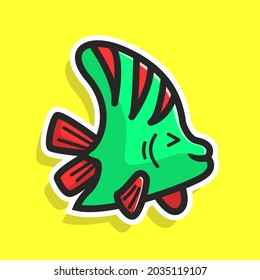 beautiful ornamental sea fish vector illustration,sticker style