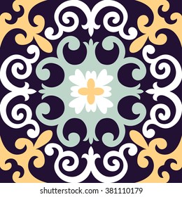 Beautiful ornamental tile background vector illustration. Great for patterns, vintage design, and wallpaper.