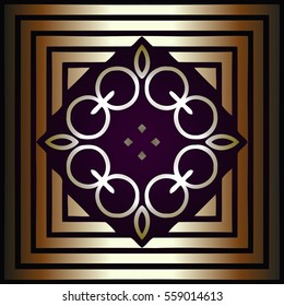 Beautiful ornate antique frame vintage braided symmetrical pattern on black background