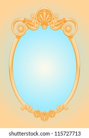 beautiful ornate ellipse gold frame. Mirror. Retro style. vector illustration