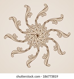 Beautiful ornate flower in light and dark brown colors