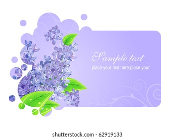 Beautiful ornate frame with branch of lilac