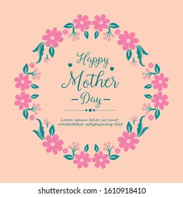 Beautiful Ornate pattern of leaf and floral frame, for happy mother day invitation card design. Vector