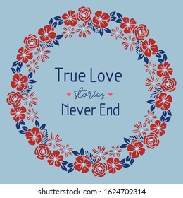 Beautiful Ornate pattern of leaf and red wreath frame, for true love invitation card design. Vector