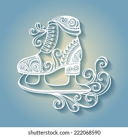 Beautiful Ornate Winter Skates (Vector), Patterned design