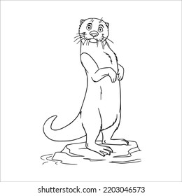 beautiful Otter line art images, Otter outline drawing,Otter vector art and Otter illustrations art coloring book pages