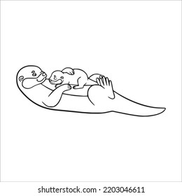 beautiful Otter line art images, Otter outline drawing,Otter vector art and Otter illustrations art coloring book pages