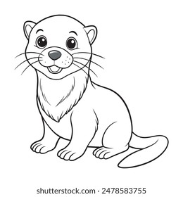 a beautiful otter on a pure white background.