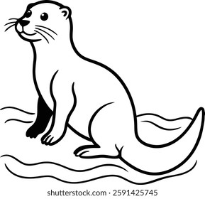  Beautiful otter  vector art illustration  