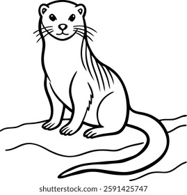  Beautiful otter  vector art illustration  