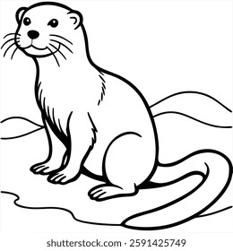  Beautiful otter  vector art illustration  