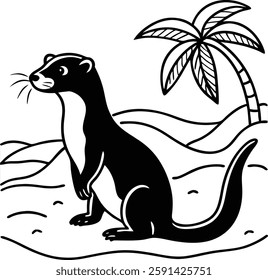  Beautiful otter  vector art illustration  