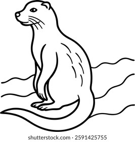  Beautiful otter  vector art illustration  