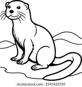  Beautiful otter  vector art illustration  