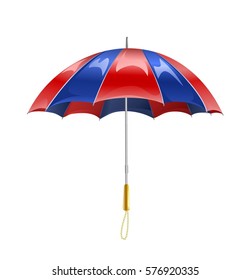 Beautiful outdoor glossy red blue umbrella isolated on white background. Vector illustration.