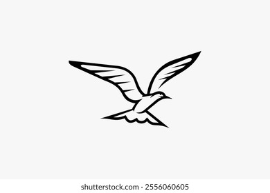 Beautiful Outline Bird Animal Logotype 