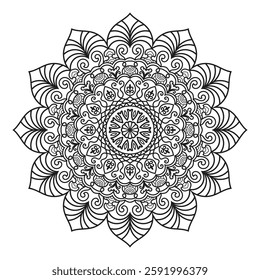 Beautiful Outline mandala art for Coloring Book Page, Oriental Mandala vector. Mandala Coloring book line art vector illustration. Vector abstract mandala pattern design
