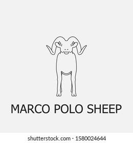 Beautiful outline marco polo sheep icon. Marco polo sheep vector symbol that can be used for mobile, internet, games and any other purpose.