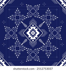 A beautiful outstanding and dazzling blue stars geomatric athnic seamless pattern