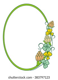 Beautiful oval floral frame. Vector clip art.