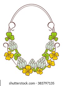 Beautiful oval floral frame. Vector clip art.