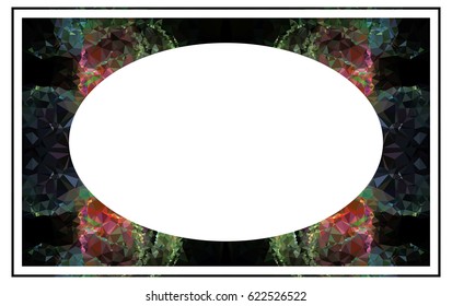 Beautiful oval frame with abstract mosaic pattern. Original decorative background for text or photos. vector clip art.