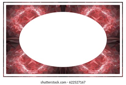 Beautiful oval frame with abstract mosaic pattern. Original decorative background for text or photos. vector clip art.