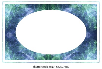 Beautiful oval frame with abstract mosaic pattern. Original decorative background for text or photos. vector clip art.