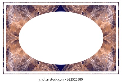 Beautiful oval frame with abstract mosaic pattern. Original decorative background for text or photos. vector clip art.