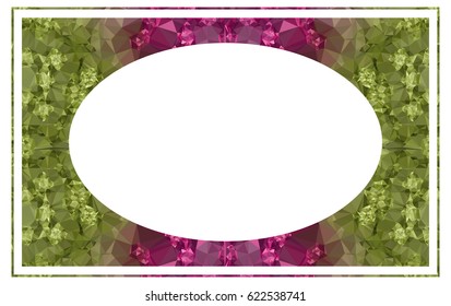 Beautiful oval frame with abstract mosaic pattern. Original decorative background for text or photos. vector clip art.