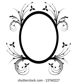 beautiful oval frame with floral elements