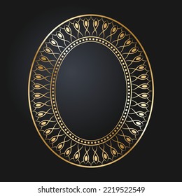 Beautiful oval golden frame. Festive design. Gold border. Round frames vector.