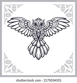beautiful owl bird zentangle arts. isolated on white background
