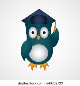 beautiful owl graduation cartoon character design
