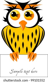 Beautiful owl holding in its talons a piece of paper (vector illustration);